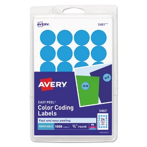 Avery Printable Self-Adhesive Removable Color-Coding Labels, 0.75" dia, Light Blue, 24/Sheet, 42 Sheets/Pack, (5461) - 1 of 4