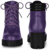BLISSFUL STEP Women's Round Toe Chunky Heel Lug Sole Lace Up Zipper Combat Boots - 4 of 4