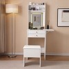 NicBex Vanity Desk with Mirror Dressing Table with Plip Top Mirror, Drawers and Multilayer Storage Shelves, Small Vanity with Cushioned Stool - 2 of 4