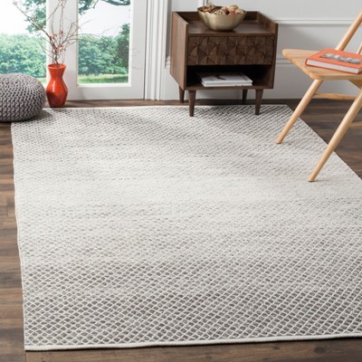 Light Grey and Ivory Handwoven Cotton Area Rug
