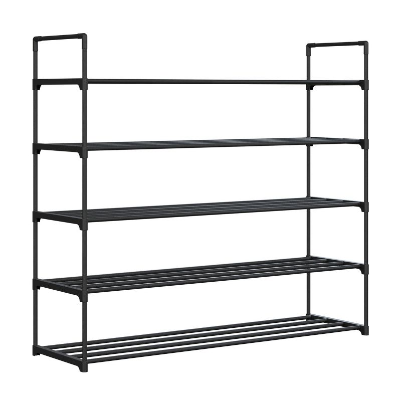 Home-Complete 5-Tier Shoe Rack for 25 Pairs, Black, 1 of 10
