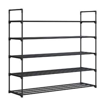Home-Complete 5-Tier Shoe Rack for 25 Pairs, Black