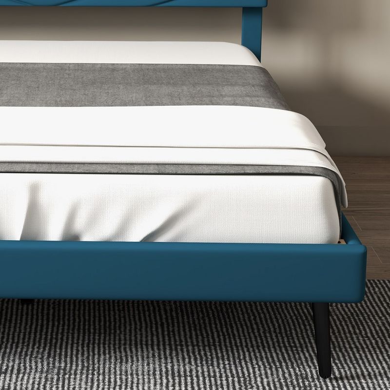 WhizMax Full Size Upholstered Bed Frame, Velvet Bed Frame Full with Adjustable Headboard, 3 of 6