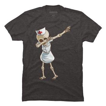 Men's Design By Humans Halloween Dabbing Funny Skeleton Nurse RN Costume Gift By COVI T-Shirt