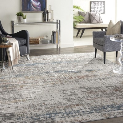 Rustic Textures Abstract Gray Synthetic 9'3" x 12'9" Area Rug