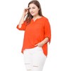 Agnes Orinda Women's Plus Size Sheer 3/4 Sleeve Flowy Split V Neck Blouses - 2 of 4