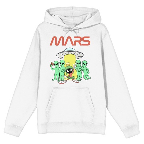 Looney Tunes Marvin the Martian Mars Logo Men's White Sweatshirt-Small