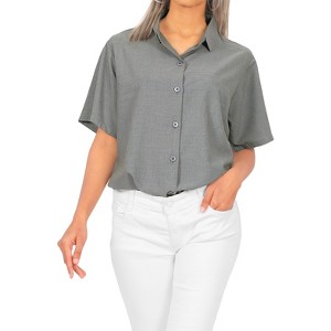 LA LEELA Women's Summer Casual Hawaiian Blouse Shirt Blouses Short Sleeve Button Down Dress Tops Tee Shirts Dresses for Women - 1 of 4