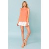 Slickblue Women's Sleeveless Pleated Top, Round Neck, Keyhole Detail, Comfortable Fit, Coral, S - 3 of 4