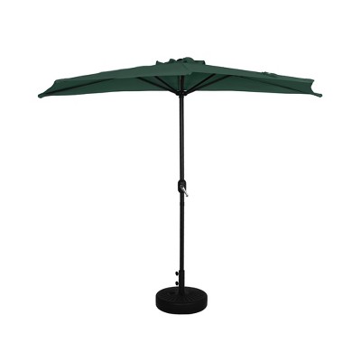 WestinTrends 9 Ft Half Market Patio Umbella with Black Round Plastic Base