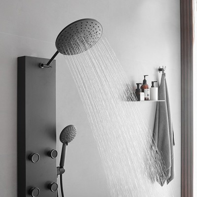 Matte Black 60.55'' Shower Panel with Adjustable Head and Jets