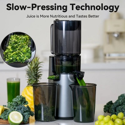 LunaLulinlk Cold food juicer 150W electric, slow chewing, 4.1 inch large feed chute, high juice yield