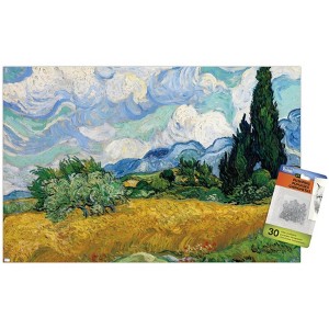 Trends International Wheat Field with Cypresses Unframed Wall Poster Prints - 1 of 4