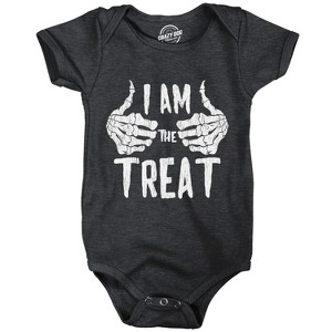 I Am The Treat Baby Bodysuit Funny Sarcastic Halloween Graphic Novelty Jumper For Infants - Crazy Dog Baby Bodysuit For Halloween Season - 1 of 4