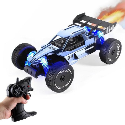 INFURNIC Toy Vehicles Spray Light RC Racer Remote Control Racing Car Thrilling Action Fun for Kids, Blue, 8.19"*4.1"*7.22"