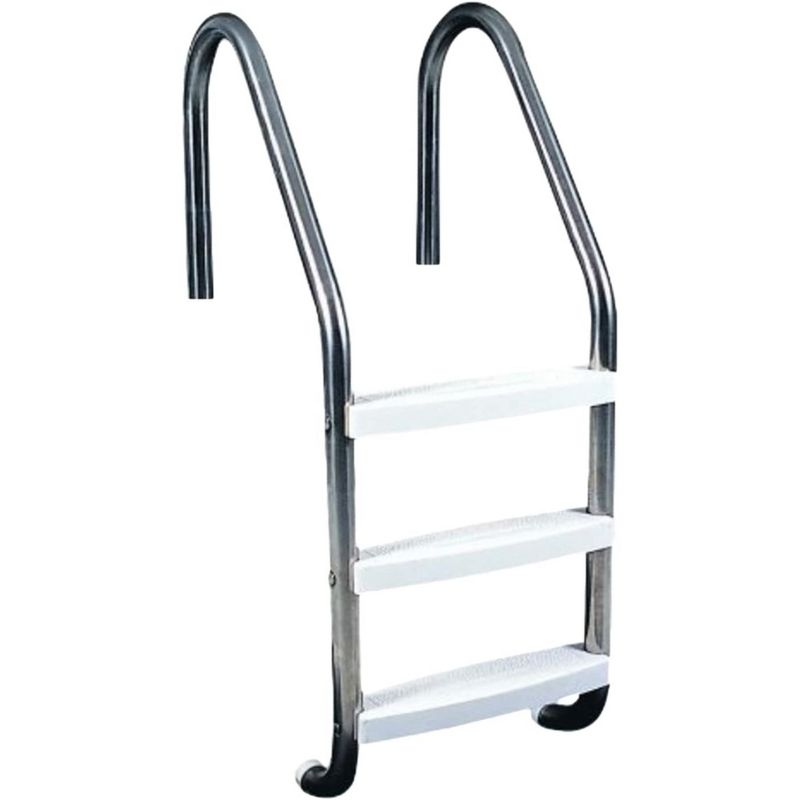 Northlight 3-Step Stainless Steel Deck Ladder for In-Ground Swimming Pools 52" - Silver/Whie, 3 of 4