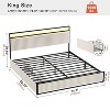 WOWLIVE King Size Modern Bed Frame with 2 Storage Drawers,  Upholstered Velvet Headboard with Charging Station & Led Light, Beige - 2 of 4