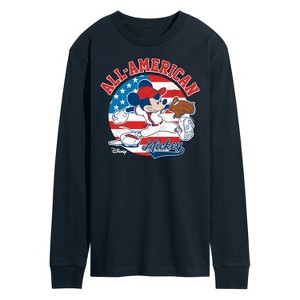 Men's - Disney - Mickey Americana Baseball Long Sleeve Graphic T-Shirt - 1 of 4