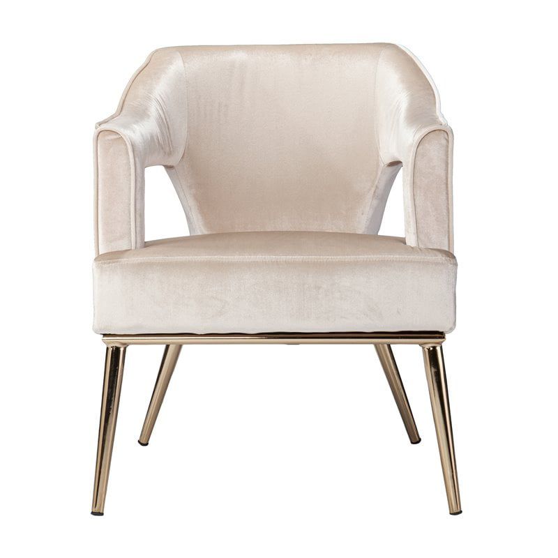 SEI Furniture Eldermain Velvet Upholstered Accent Arm Chair in Taupe, 3 of 4