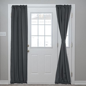 Unique Bargains Blackout Tie Up Pocket Window Door Curtain 1 Panel - 1 of 4