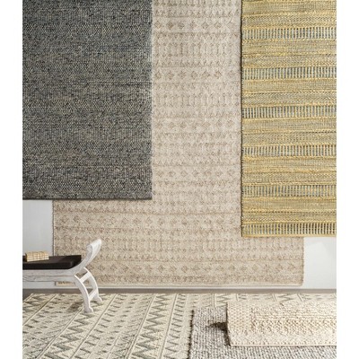 Handmade Gray and Cream Wool Polyester Bohemian Runner Rug