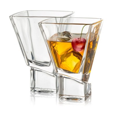 JoyJolt Carre Clear Glass Whiskey and Martini Barware Set