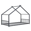 Sapphtopaz Floor House Bed Frame for Kid with Roof Design Platform Bed with Metal Frame for Kids Bedroom, Playroom, Nursery - 3 of 4