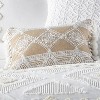 Harleson - Diamond Ikat Tassel Pillow - Natural Tan & White - Levtex Home - 2 of 3