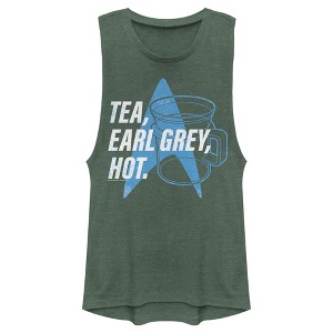 Juniors Womens Star Trek: The Next Generation Cup Of Tea Earl Grey Hot, Captain Picard Festival Muscle Tee - 1 of 4