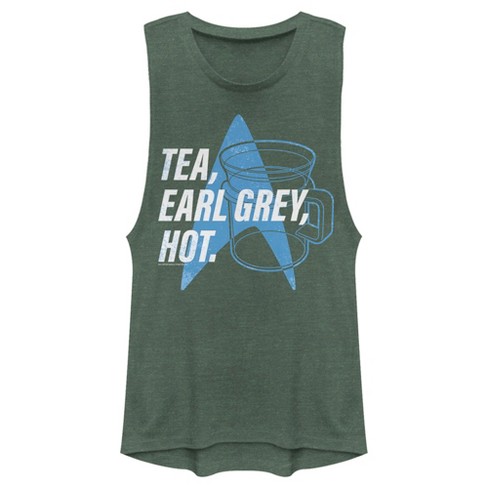 Juniors Womens Star Trek: The Next Generation Cup Of Tea Earl Grey Hot, Captain Picard Festival Muscle Tee - image 1 of 4