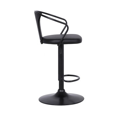 Eagle Contemporary Adjustable Swivel Barstool in Black Leather and Metal