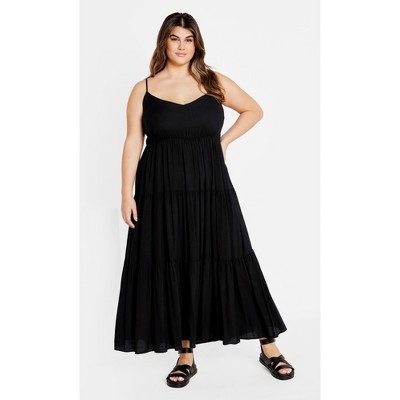 Women's Plus Size Oasis Print Maxi Dress - black | CITY CHIC