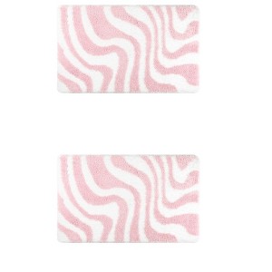 Unique Bargains Wave Pattern Shaggy Non-Slip Soft Absorbent Bath Mats Set - 1 of 4
