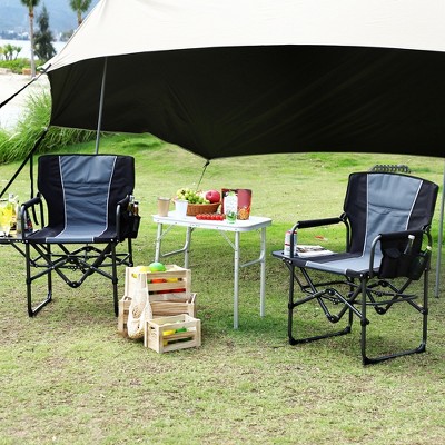 Compact Directors Outdoor Portable Camp Chair - Garvee: Foldable Steel Frame, Armrests, with storage bag