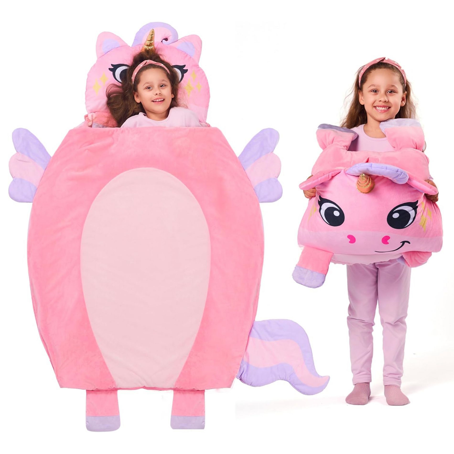 Joyfy Toddler Nap Mat with Pillow & Blanket - 60" x 39" for Kids Ages 3+ - Nap Mat for Preschool - Kids Sleeping Bag - Soft Plush Sleeping Mat