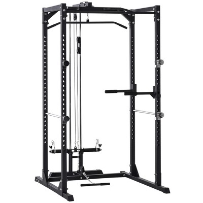 Soozier Heavy Duty Multi-Function Power Rack Cage Home Gym Exercise Workout Station Strength Training w/ Stand Rod