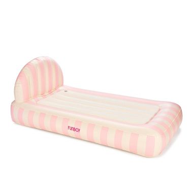 FUNBOY Light Pink Stripe 15"H Kids' Sleepover Twin Air Mattress Bed with Electric Pump