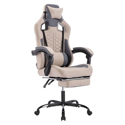 Ergonomic Gaming Chair with Massage and Footrest,High Back Adjustable PU Leather Reclining Swivel Chair-The Pop Home