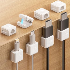 ChicFurnit 8 Pack Cord Organizer, Adhesive Charging Cable Clips Holder for Nightstand, Easy Secure Cord Keeper Cable Clips Wire Management, White - 1 of 4