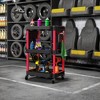 HOMCOM 3-Tier Rolling Tool Cart with Wheels, 200 LBS Capacity Plastic Utility Cart with Side Shelves for Garage, Workshop, Black and Red - 2 of 4