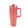 Packed Party Hot Pink Stainless Steel Insulated 40 oz Oversized Tumbler With Handle, Straw, Lid for Water or Iced Tea (Pink Glitter) - 2 of 4