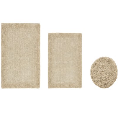 Edge Bath Rug 100% Premium Cotton Ultra-Soft Water Absorbent Tufted Solid Reversible 3 Piece Bathroom Rug Set for Machine Washable Bathmat