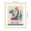 Kate and Laurel Framed Art Mid Century Modern Giraffe in Bathtub by Rachel Lee, 22x26, Woodgrain Stripe Blonde - 2 of 4