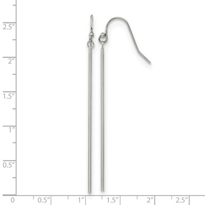 Chisel Stainless Steel Polished Bar Dangle Earrings Shepherd Hook