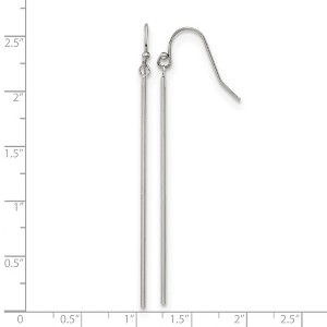 Chisel Stainless Steel Polished Bar Dangle Earrings Shepherd Hook - 1 of 4