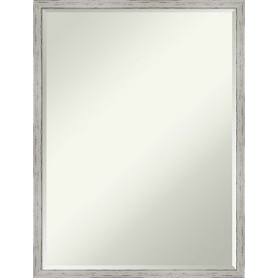Amanti Art Shiplap White Narrow Petite Bevel Wood Bathroom Wall Mirror 25 x 19 in.