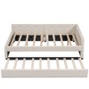 Kumasinova Upholstered Full/Queen Size Bed Frame,Platform Bed Frame with Trundle/2 Drawers,Full/Queen Size Bed Frame with USB Ports,Beige - 3 of 4