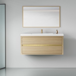 Bencmate Bathroom Storage Cabinets, Wall-mounted Bathroom Vanity, Drawers that Have Soft-close Mechanisms, Brown, 47.24"*19.69"*22.44" - 1 of 4