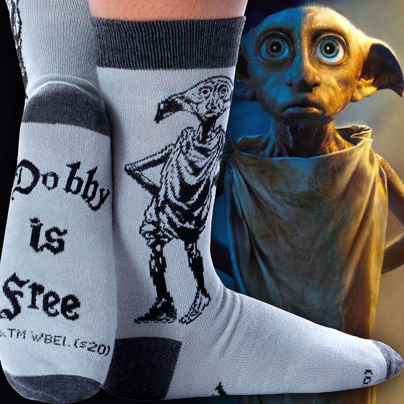 The Wizarding World of Harry Potter Dobby Is Free Crew Socks Grey, 5 of 6