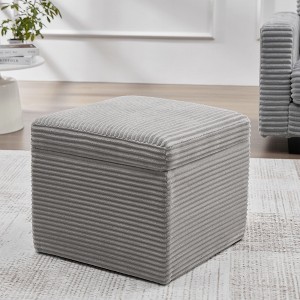 hyleory Corduroy Square Storage Ottoman with Lift Off Top - 1 of 4